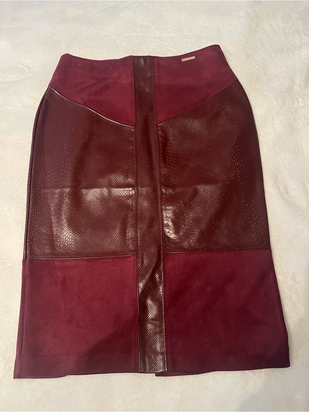 Burgundy Panel Midi Pencil Skirt